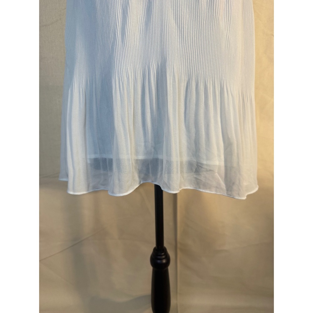 H&M White Micro Pleated V-Neck Sleeveless Peplum Blouse Top Small - Picture 4 of 6